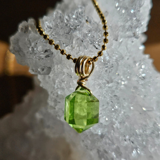 Peridot Doppelender, 24Karat gold plattiert, 925 Sterling Silber