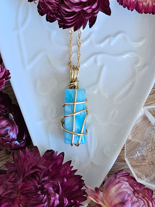 Larimar , 925 Sterling Silber in 24 Karat gold plattiert