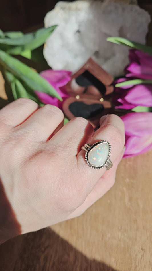 Regenbogen Opal Ringzauber, 925 Sterling Silber